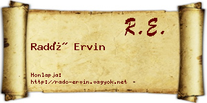 Radó Ervin névjegykártya